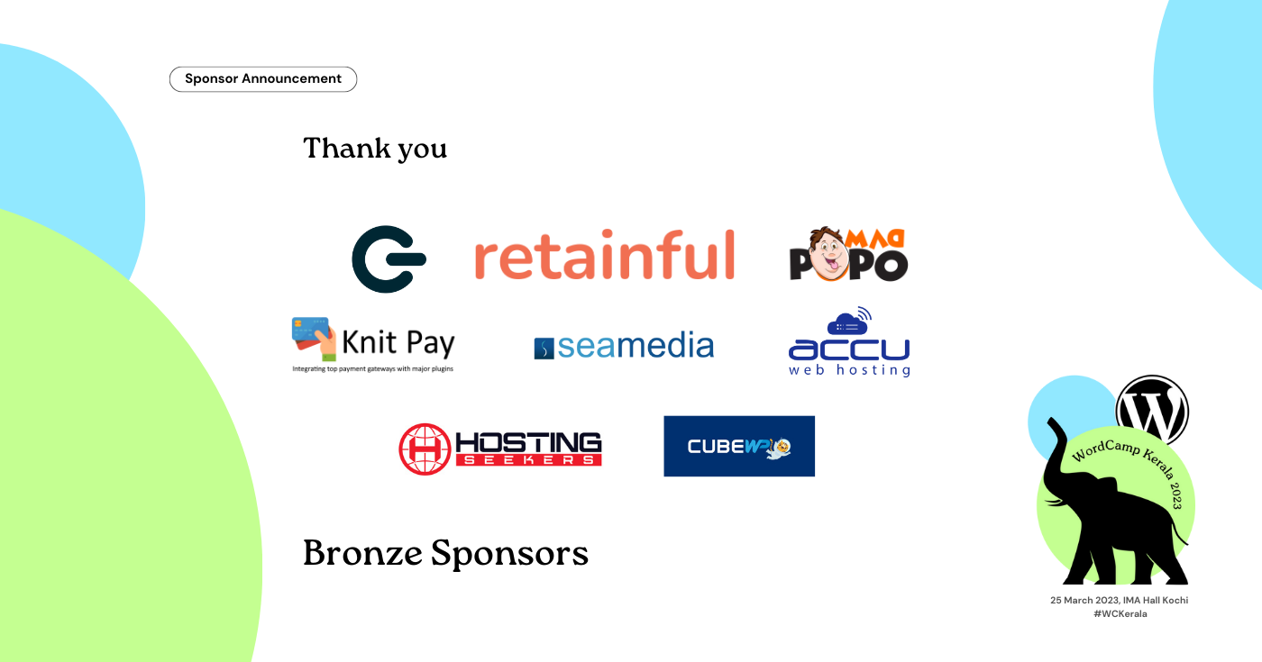 Thank you for being Bronze Sponsors of WordCamp Kerala 2023