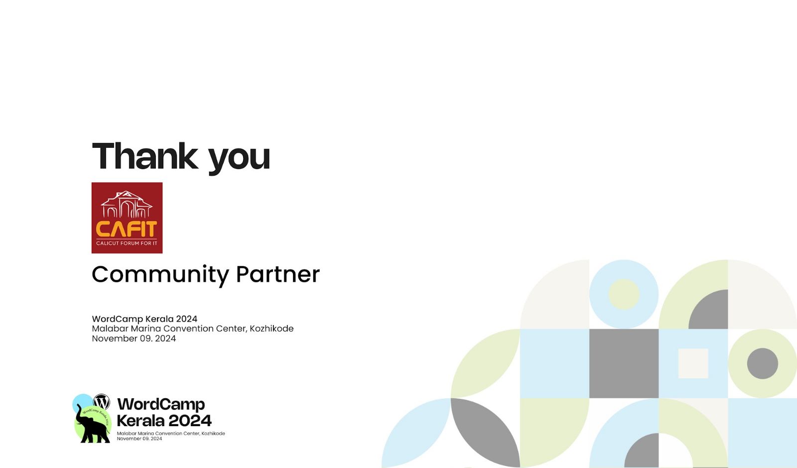 Thank you CAFIT for being a Community Partner for WordCamp Kerala 2024