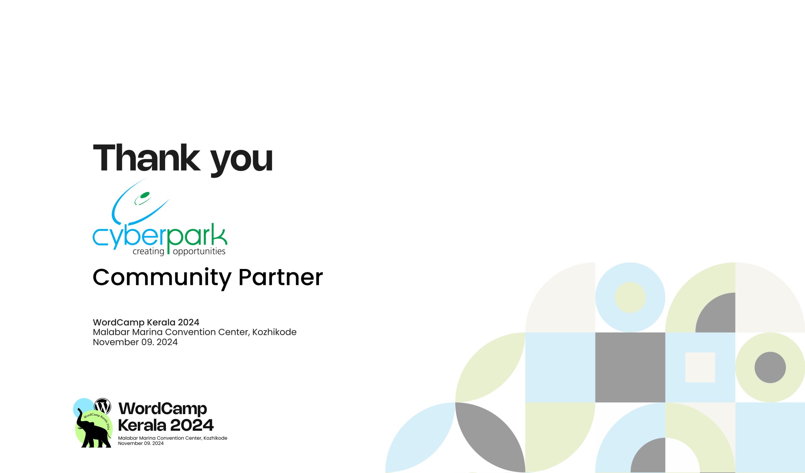 Thank you Cyberpark for being a Community Partner for WordCamp Kerala 2024