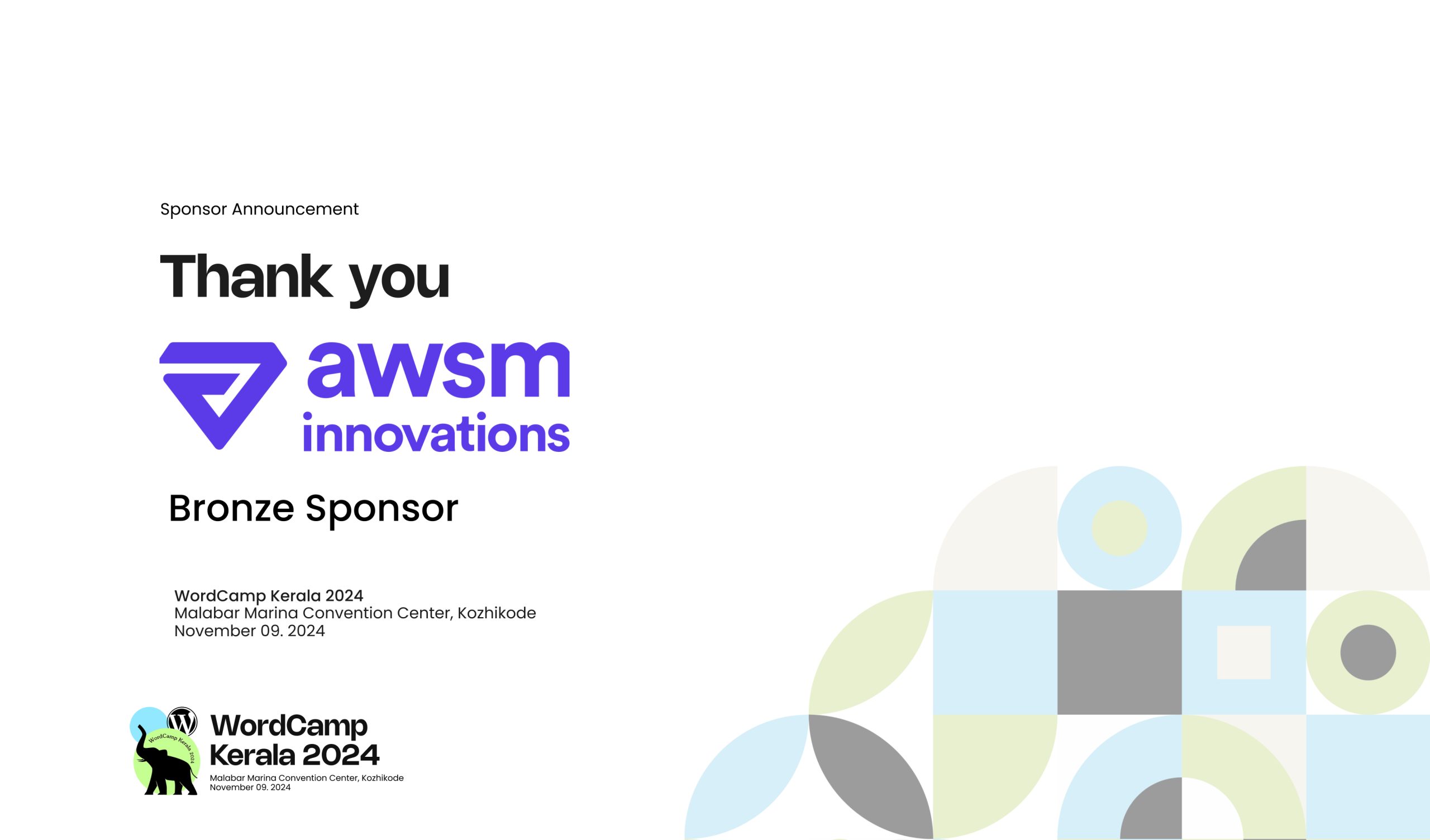 Thank you Awsm Digital Innovations Pvt Ltd for Sponsoring WordCamp Kerala 2024