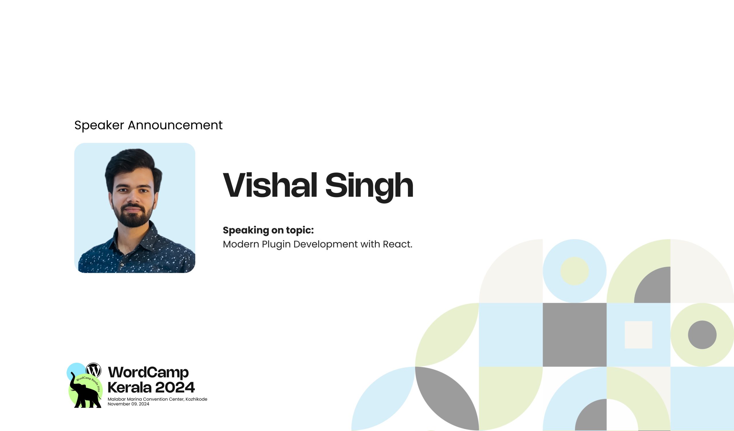 Vishal Singh will present a Workshop on Modern Plugin Development with React