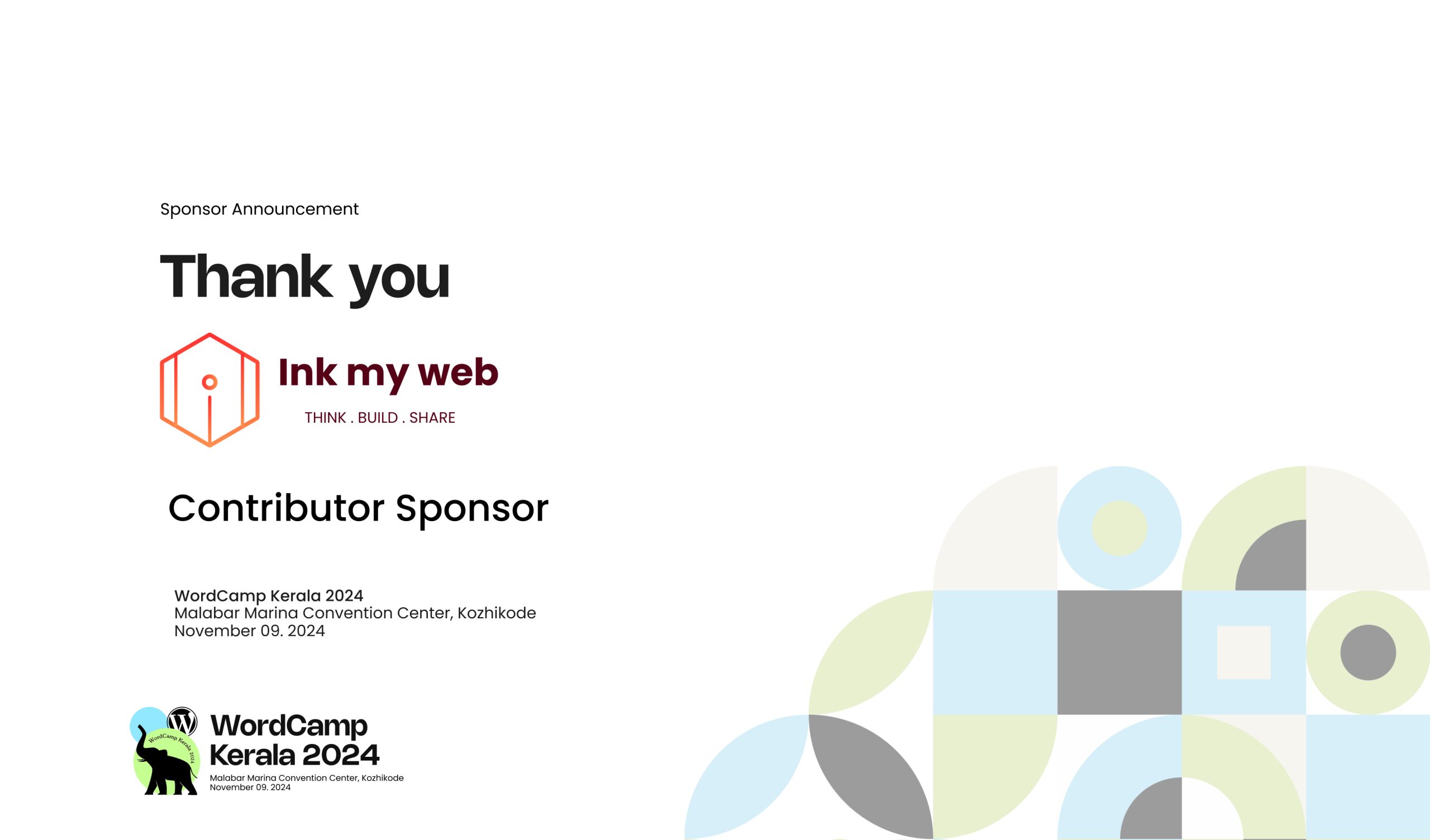 Thank you Ink my web for Sponsoring WordCamp Kerala 2024